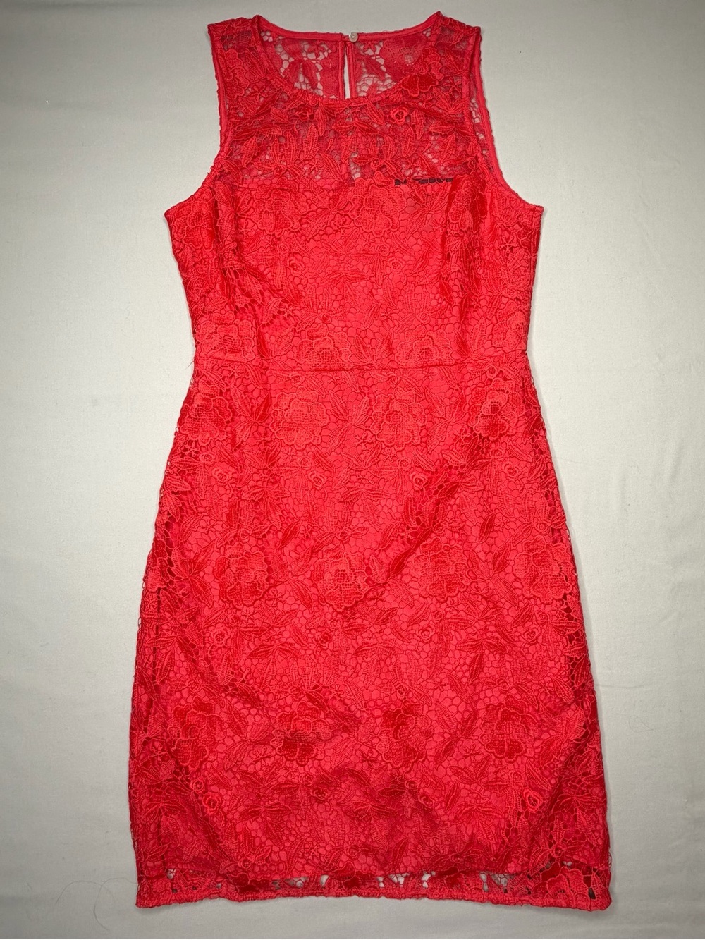 J. Crew Red Lace Midi Sheath Dress 739